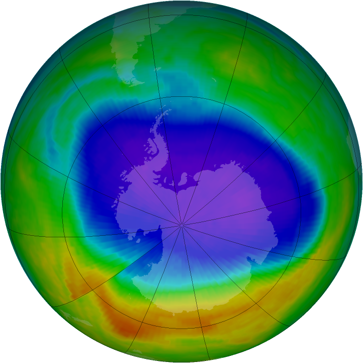 Antarctic ozone map for 01 October 1992